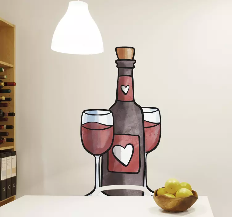 Wine Bottle Illustration cuisine wall sticker - TenStickers
