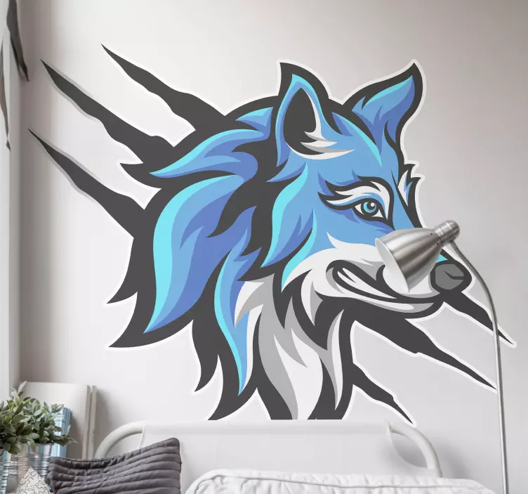 Angry looking wolf wild animal decal - TenStickers