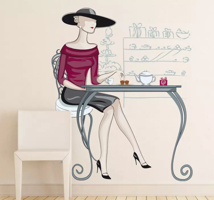 Women at cafe wall sticker - TenStickers