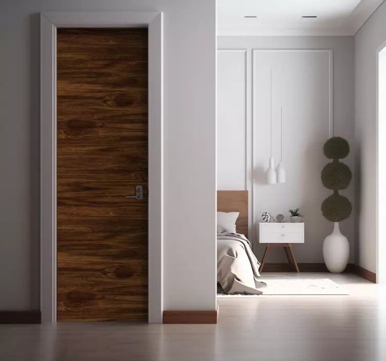 Woodgrain Brown door sticker - TenStickers