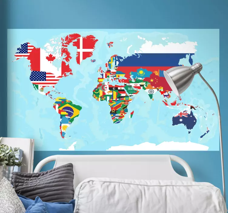 World Map Flags wall sticker - TenStickers
