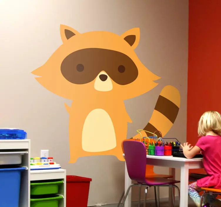 Yellow Raccoon Kids Sticker - TenStickers
