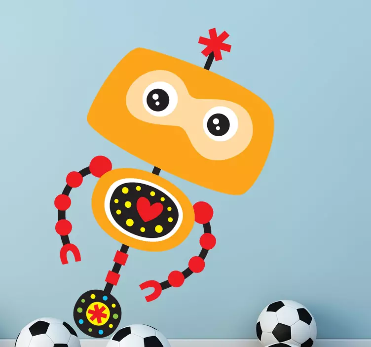 Yellow Robot Kids Sticker - TenStickers