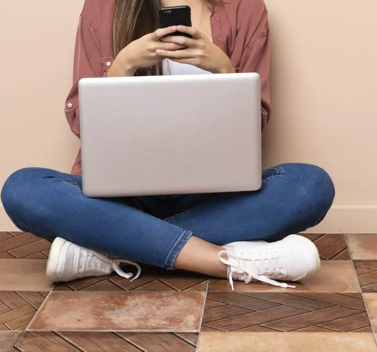 Zigzag wood plank floor sticker - TenStickers