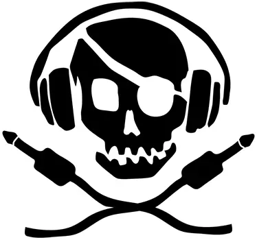 Pirate skull with headphone dj sticker - TenStickers