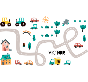 Tractor road wall sticker - TenStickers