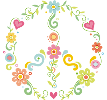 Floral Peace Symbol living room wall sticker - TenStickers