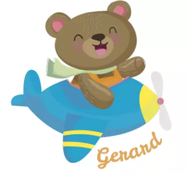 Custom Bear Plane Wild Animal Sticker - TenStickers