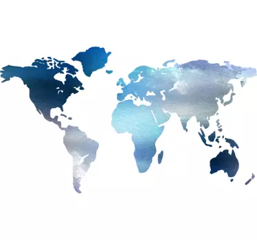 Blue water world map wall sticker - TenStickers