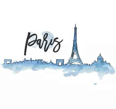 Watercolor Paris city skyline silhouette wall sticker - TenStickers