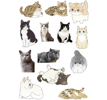 Mini feline adhesive collection Laptop sticker - TenStickers