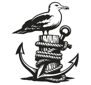 Black anchor seagull campervan decal - TenStickers