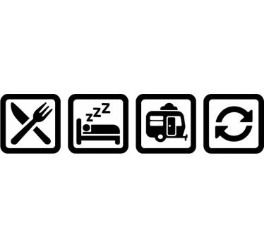 Eat sleep caravan repeat  campervan decal - TenStickers