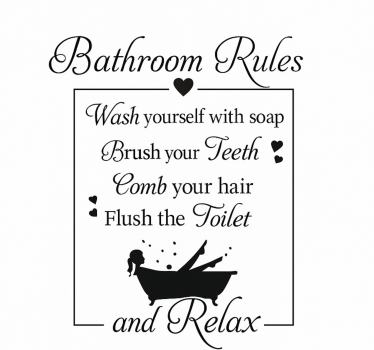Rules and woman in bathtub bathroom wall sticker - TenStickers