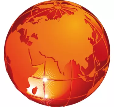 Orange Globe Wall Sticker - TenStickers