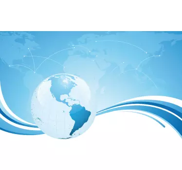 Blue World Map Sticker - TenStickers