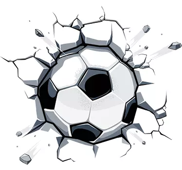 Broken wall effect football ball 3d wall sticker for kids - TenStickers