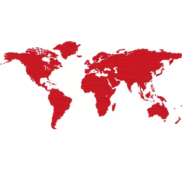 Red world map wall sticker - TenStickers