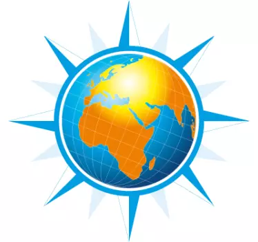 World Map Wind Rose Sticker - TenStickers