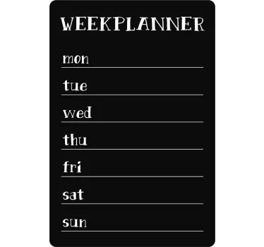Week planner blackboard write on office wall decal - TenStickers