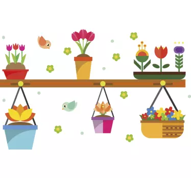 Flower Pots plant wall decal - TenStickers