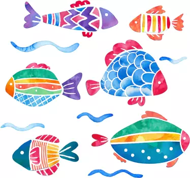 Fish Children´s Bath Stickers - TenStickers
