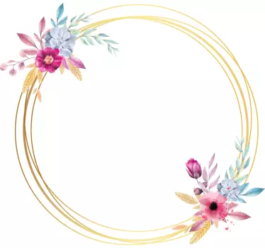 Circle floral mirror sticker - TenStickers