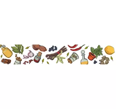 Themed kitchen border food wall sticker - TenStickers