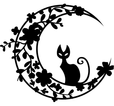 Moon Cat Wall Sticker - TenStickers