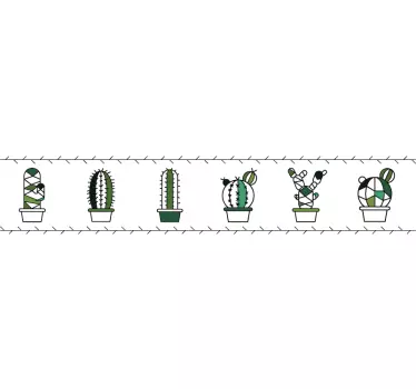 Mini Cacti Wall Border Sticker - TenStickers