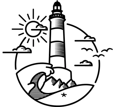 Lighthouse illustration campervan wall sticker - TenStickers