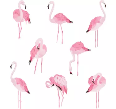 Pink flamingos living room animal wall sticker - TenStickers