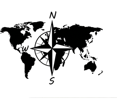Campervan decal world map with compass - TenStickers