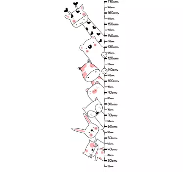 wild animals meter height chart sticker - TenStickers