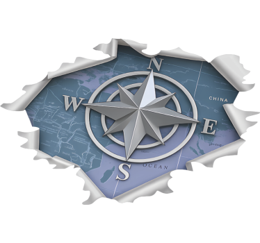 Campervan decal with 3d effect compass rose - TenStickers