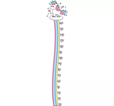 unicorn and rainbow meter height chart wall decal - TenStickers