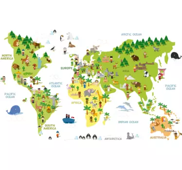 Stereotypes world map wall sticker - TenStickers