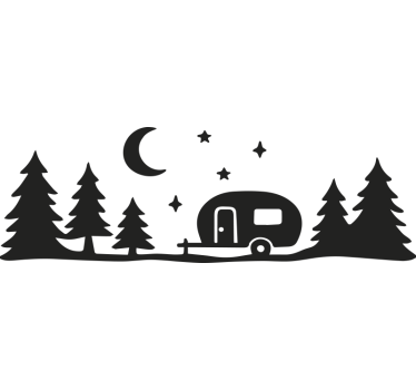 Campervan decal forest and night sky - TenStickers