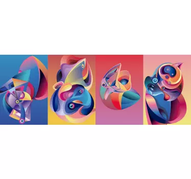 Wall border sticker abstract colorful shapes - TenStickers