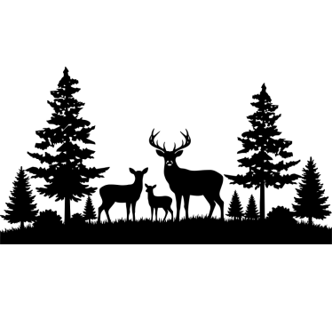 Campervan decal forest deer family - TenStickers