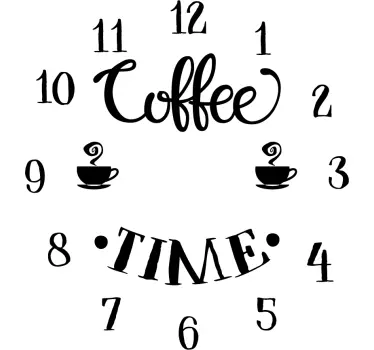 Coffee Time Clock Wall Sticker - TenStickers