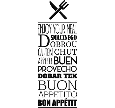Bon Appetit Languages Text Sticker - TenStickers