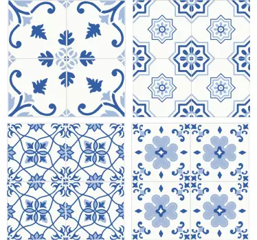 Delft blue ornamental kitchen tile sticker - TenStickers