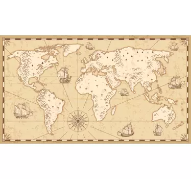Retro Globe Map world map wall sticker - TenStickers