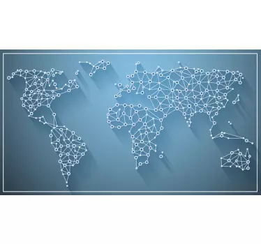 Interconnected Global Network world map wall sticker - TenStickers