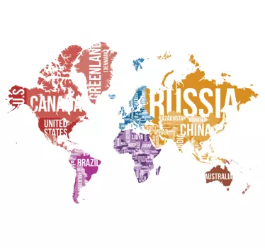 Global Map Artwork world map wall sticker - TenStickers