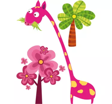 Pink Giraffe Kids Sticker - TenStickers
