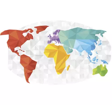 Colorful Geometric Map world map wall sticker - TenStickers