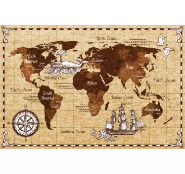 Vintage world map sticker - TenStickers