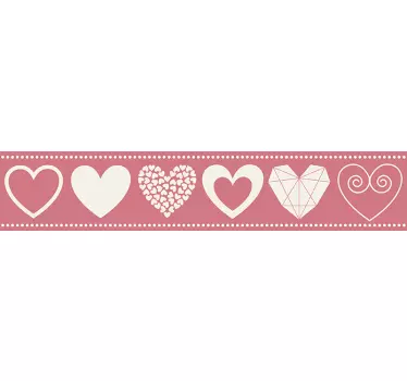 Love heart border wall sticker - TenStickers